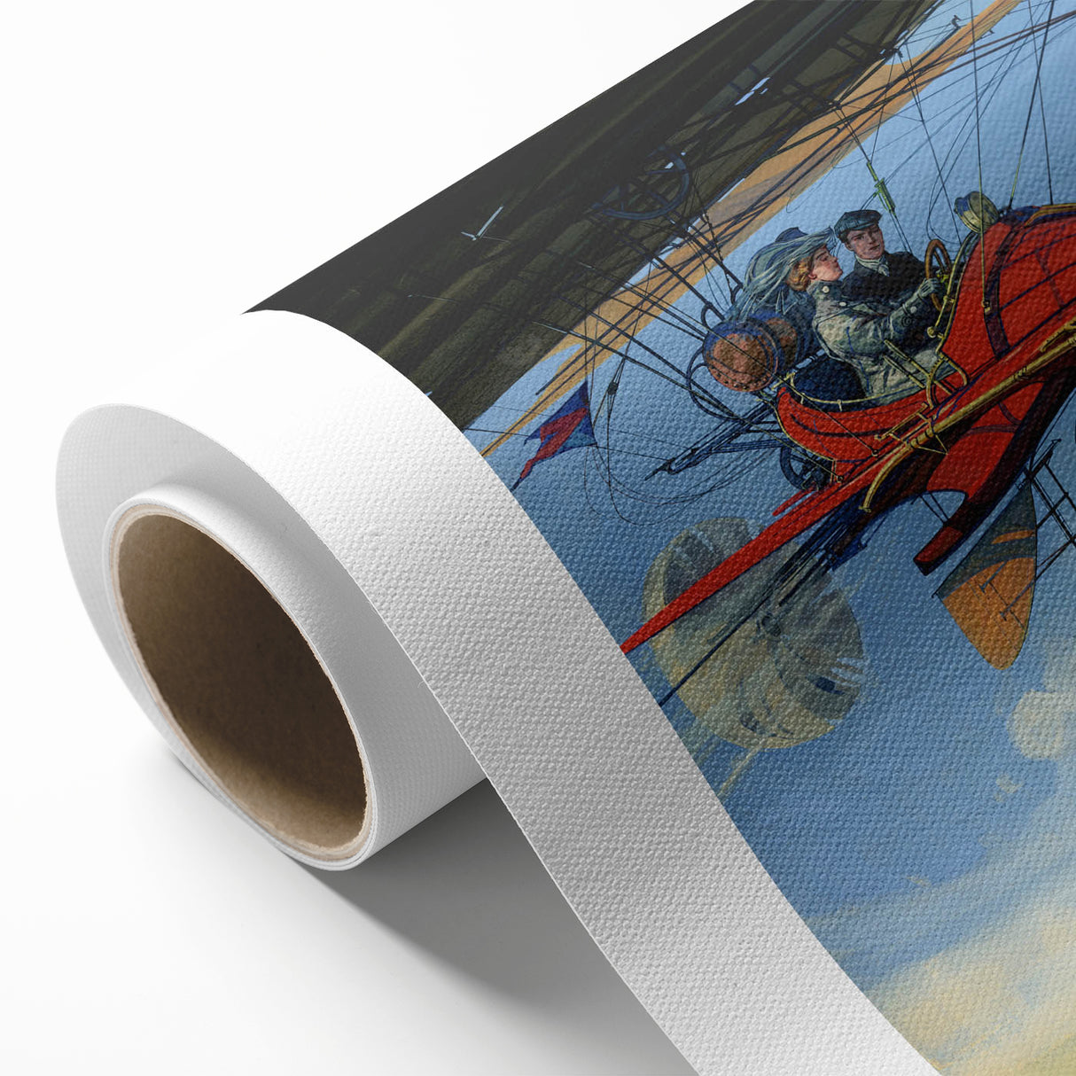 Vintage Aerial Adventure Poster – Retro Red Plane Travel Art