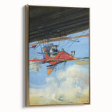 Vintage Aerial Adventure Poster – Retro Red Plane Travel Art