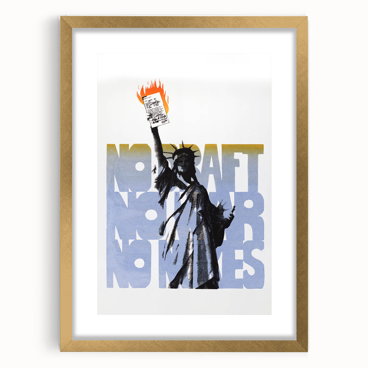 Vintage No Draft Protest Poster – Retro Statue of Liberty Art