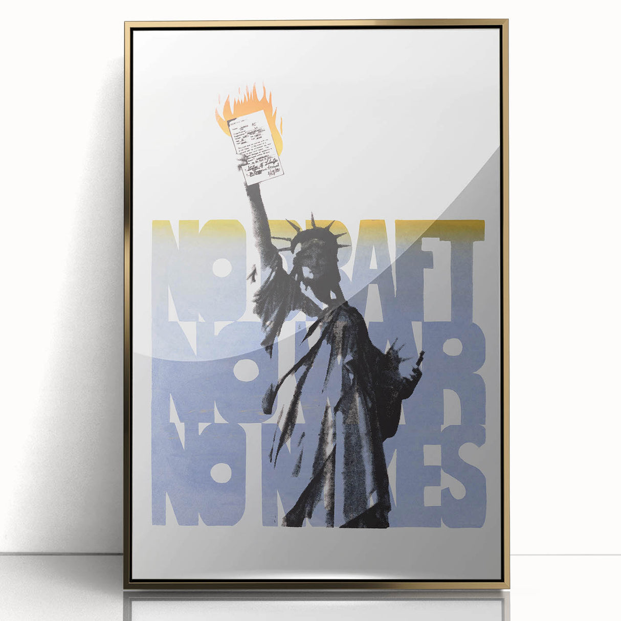 Vintage No Draft Protest Poster – Retro Statue of Liberty Art