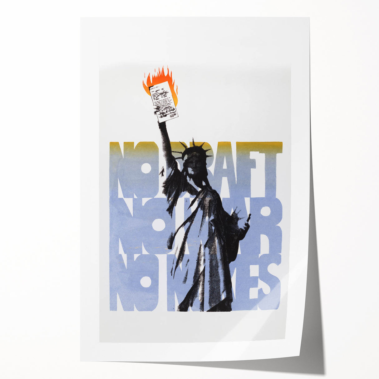 Vintage No Draft Protest Poster – Retro Statue of Liberty Art
