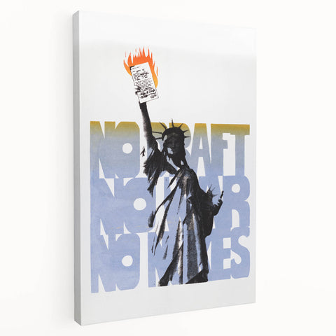 Vintage No Draft Protest Poster – Retro Statue of Liberty Art