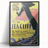 Vintage Sea Cliff Travel Poster – Retro Long Step to Sea Cliff Art