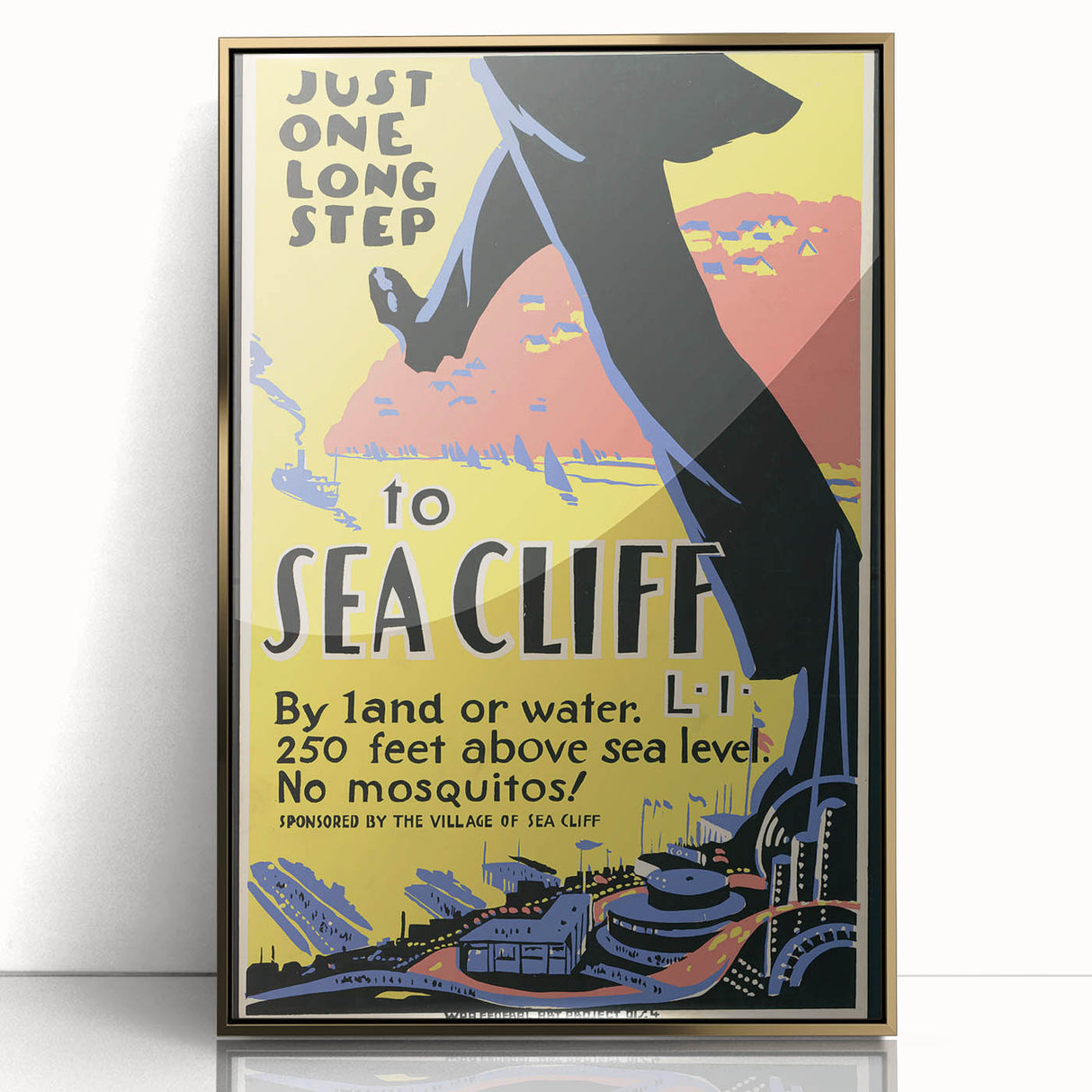 Vintage Sea Cliff Travel Poster – Retro Long Step to Sea Cliff Art