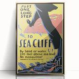 Vintage Sea Cliff Travel Poster – Retro Long Step to Sea Cliff Art