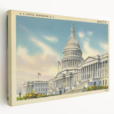 Vintage U.S. Capitol Poster - Classic Washington D.C. Travel Art