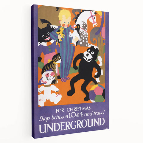 Vintage Travel Poster - Christmas Underground | Retro Holiday Art