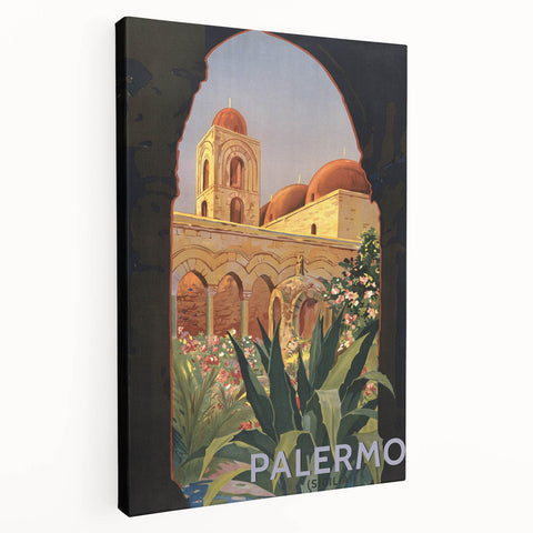 Vintage Travel Poster - Palermo, Sicily | Retro Architecture Art