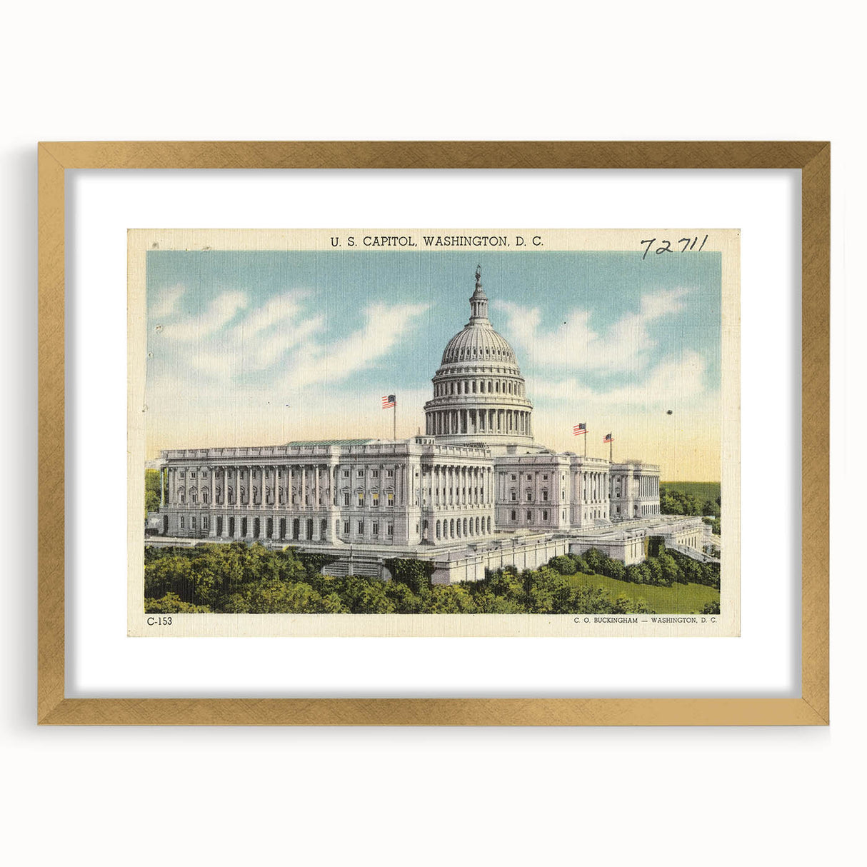 Vintage U.S. Capitol Poster - Retro Washington D.C. Travel Art