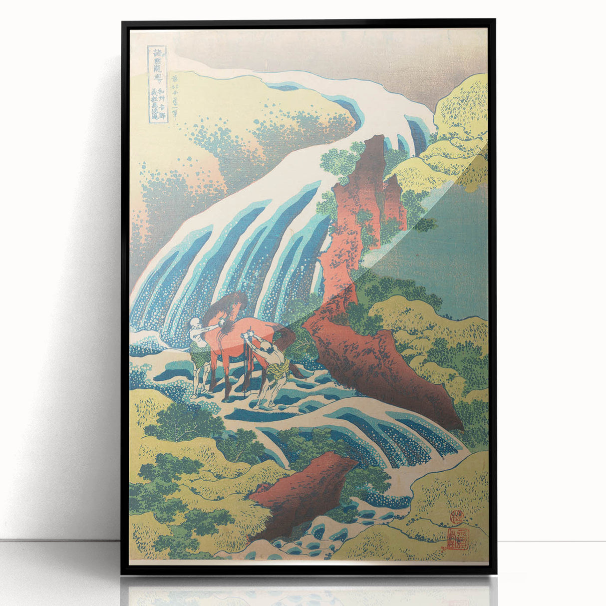 Vintage Japanese Travel Poster - Waterfall and Horse | Retro Art