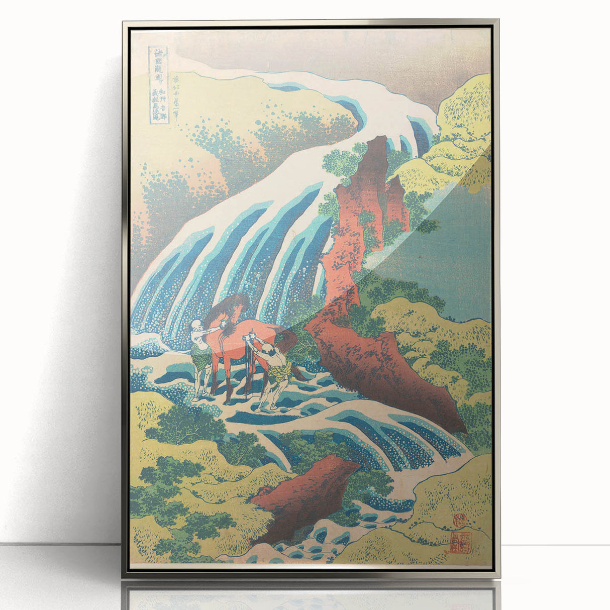 Vintage Japanese Travel Poster - Waterfall and Horse | Retro Art