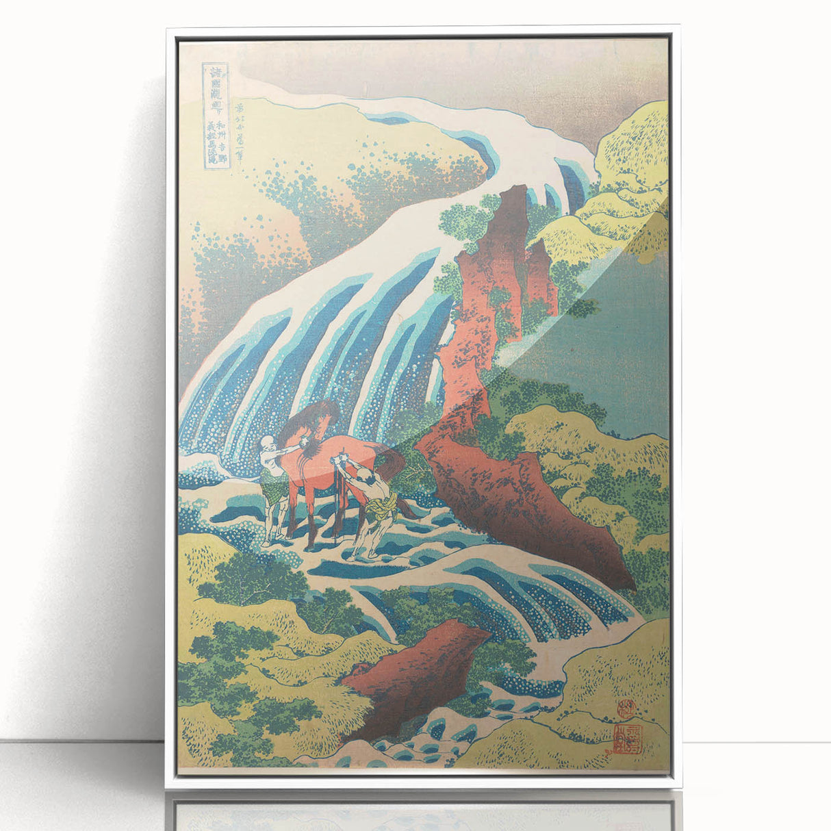 Vintage Japanese Travel Poster - Waterfall and Horse | Retro Art