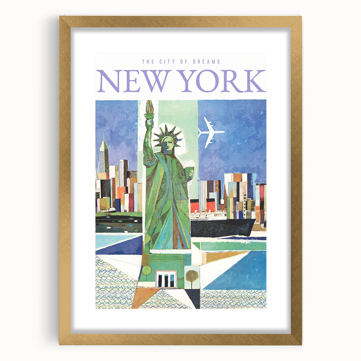 Vintage New York Travel Poster | Statue of Liberty & Cityscape Art