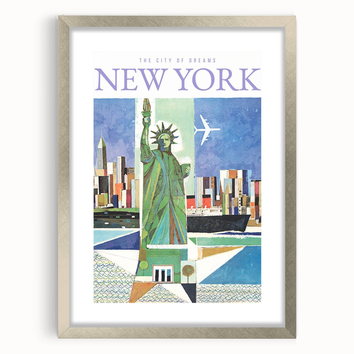 Vintage New York Travel Poster | Statue of Liberty & Cityscape Art