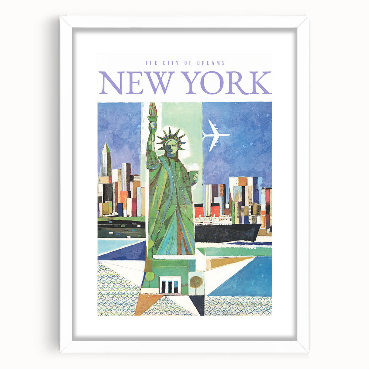 Vintage New York Travel Poster | Statue of Liberty & Cityscape Art