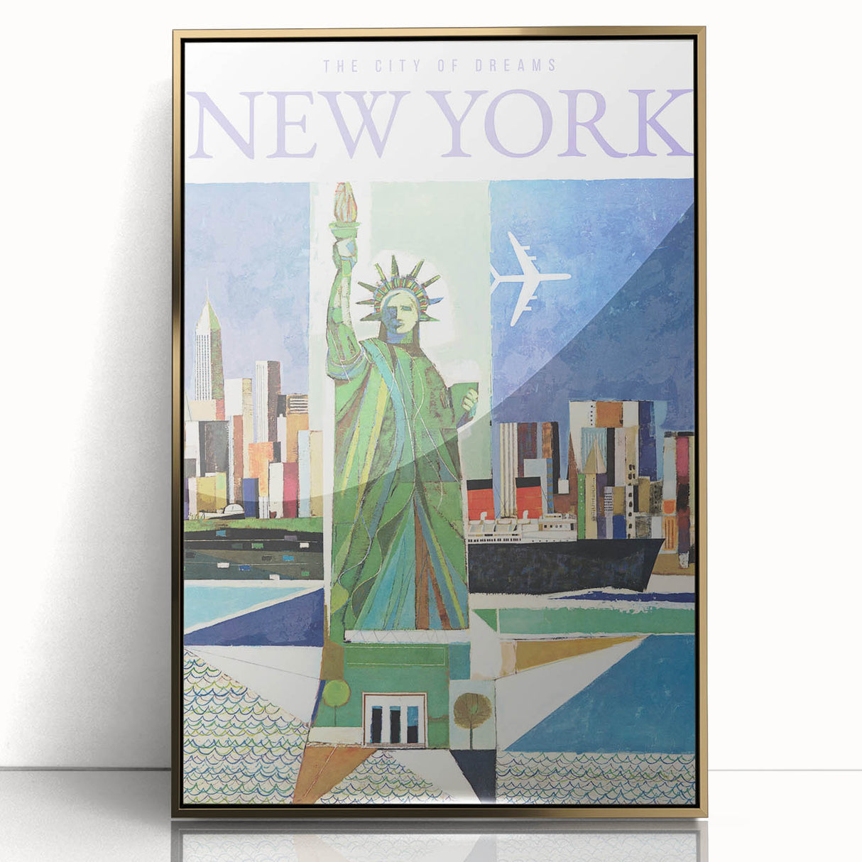 Vintage New York Travel Poster | Statue of Liberty & Cityscape Art