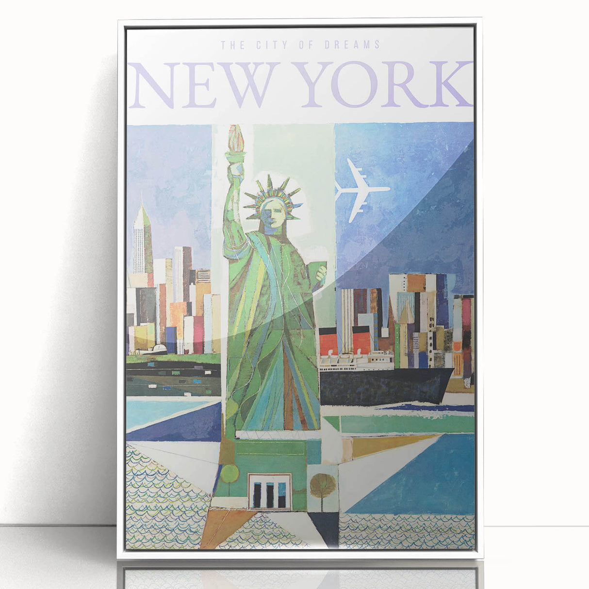 Vintage New York Travel Poster | Statue of Liberty & Cityscape Art