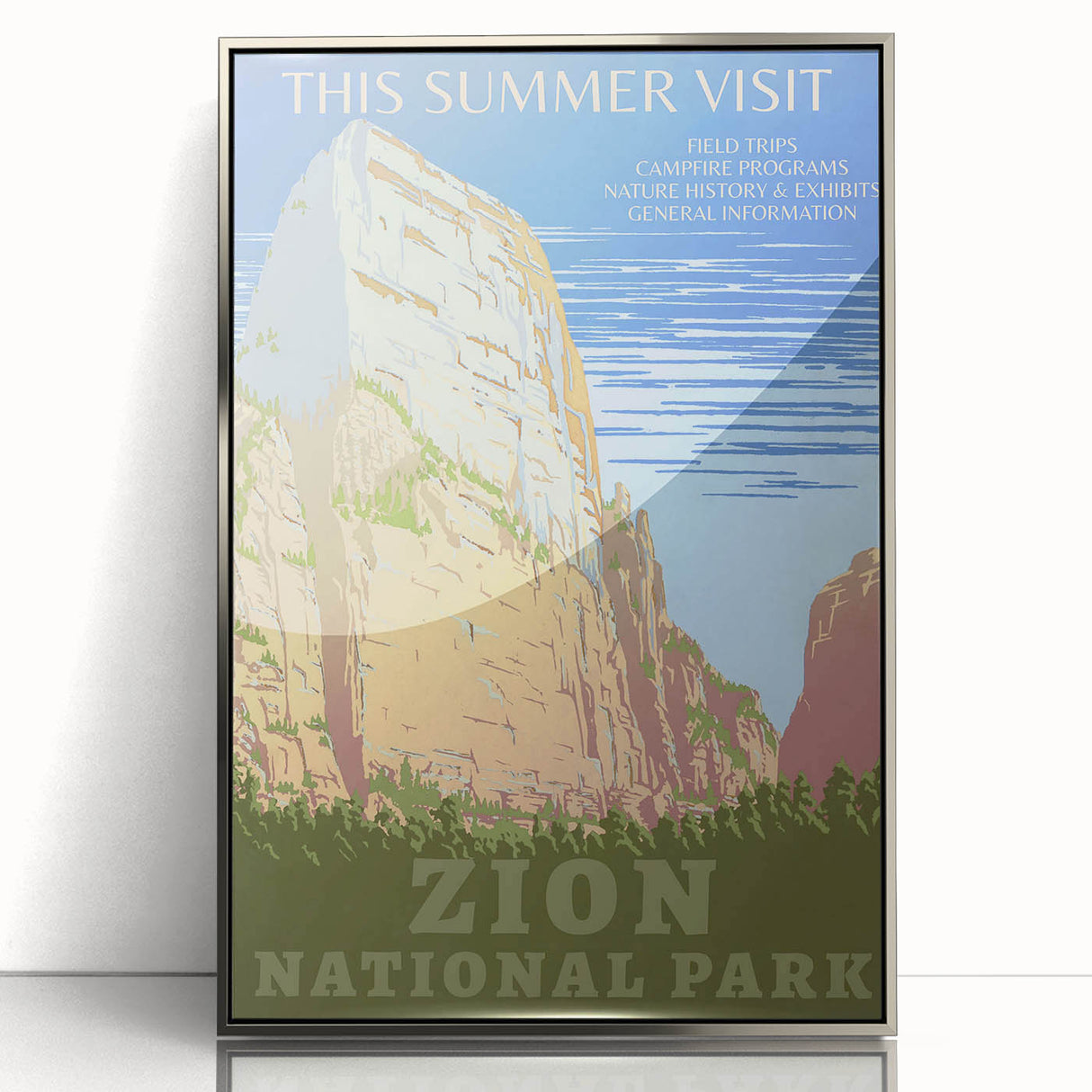 Vintage Zion National Park Poster | Explore Zion Cliffs & Trails