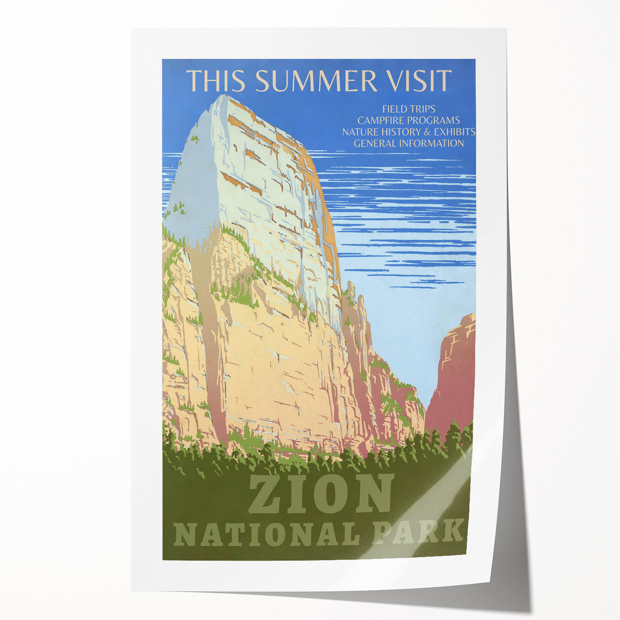 Vintage Zion National Park Poster | Explore Zion Cliffs & Trails