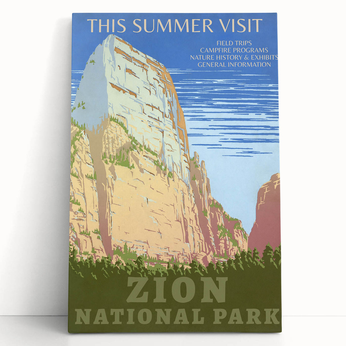 Vintage Zion National Park Poster | Explore Zion Cliffs & Trails