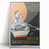 River Sightseeing Vintage Travel Poster - Retro Row-Boat Art