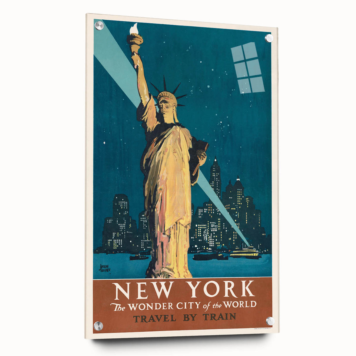 New York Vintage Travel Poster - Retro Statue of Liberty Art
