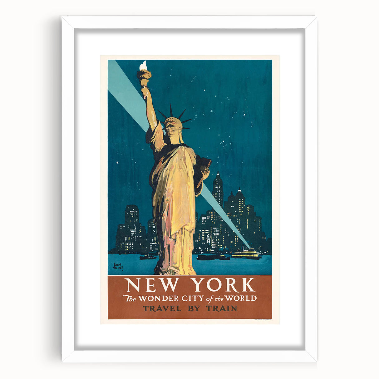 New York Vintage Travel Poster - Retro Statue of Liberty Art