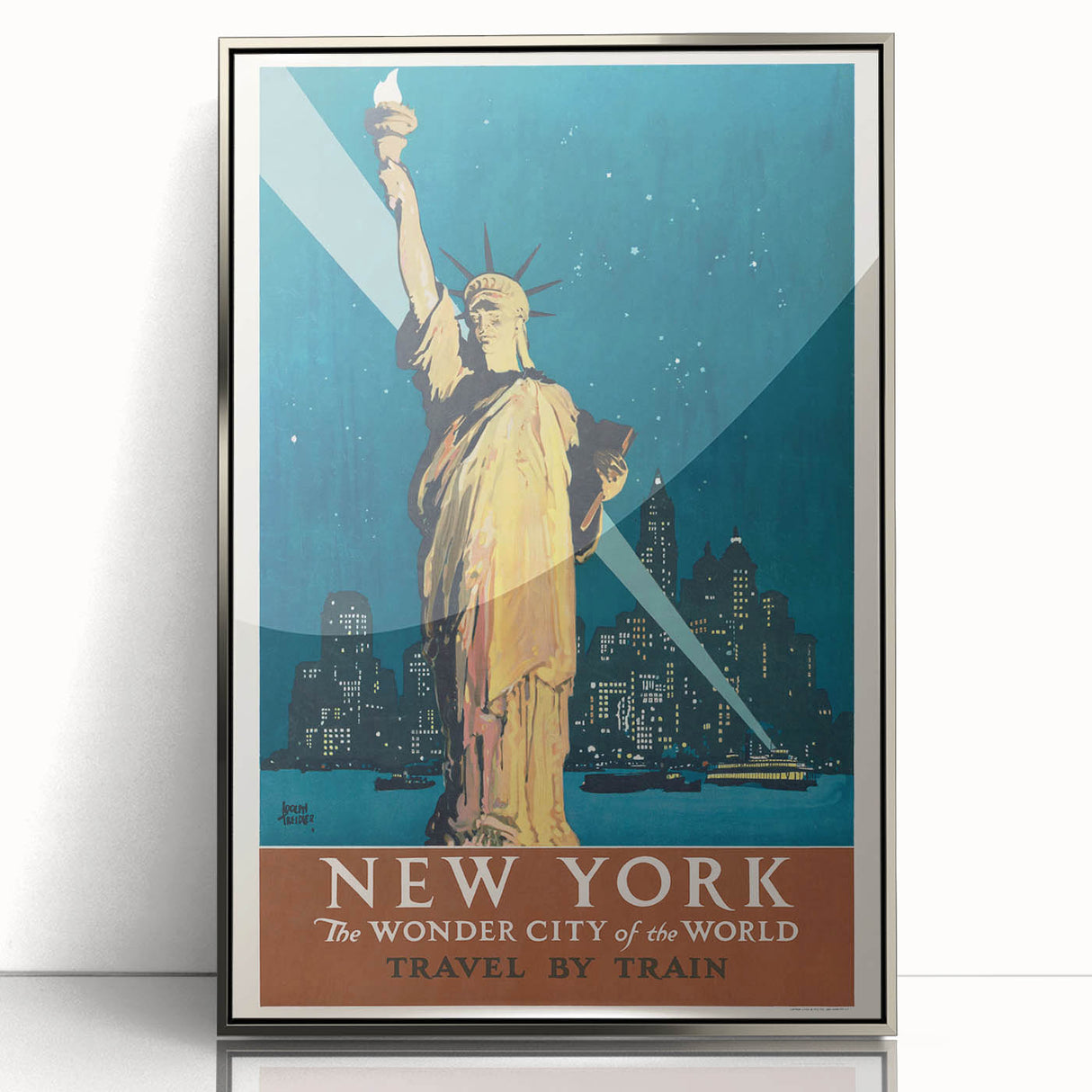 New York Vintage Travel Poster - Retro Statue of Liberty Art