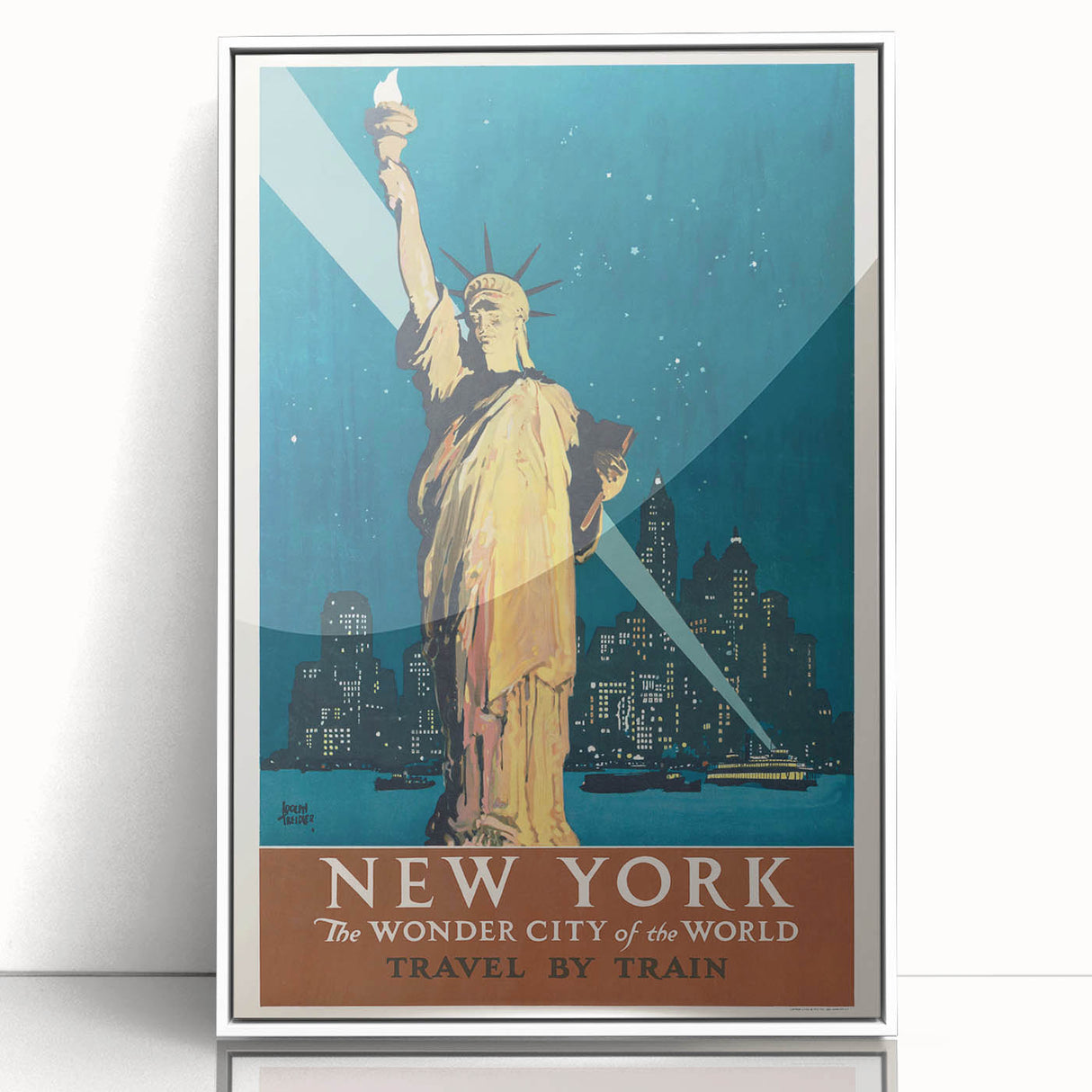 New York Vintage Travel Poster - Retro Statue of Liberty Art