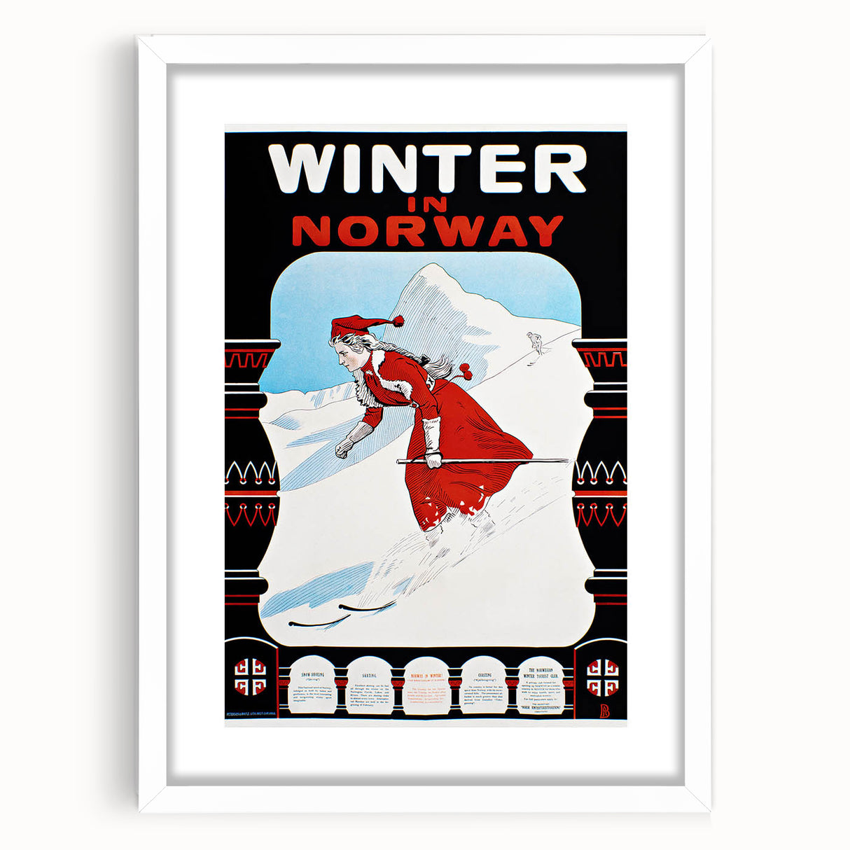 Winter in Norway Vintage Travel Poster - Retro Skiing Art