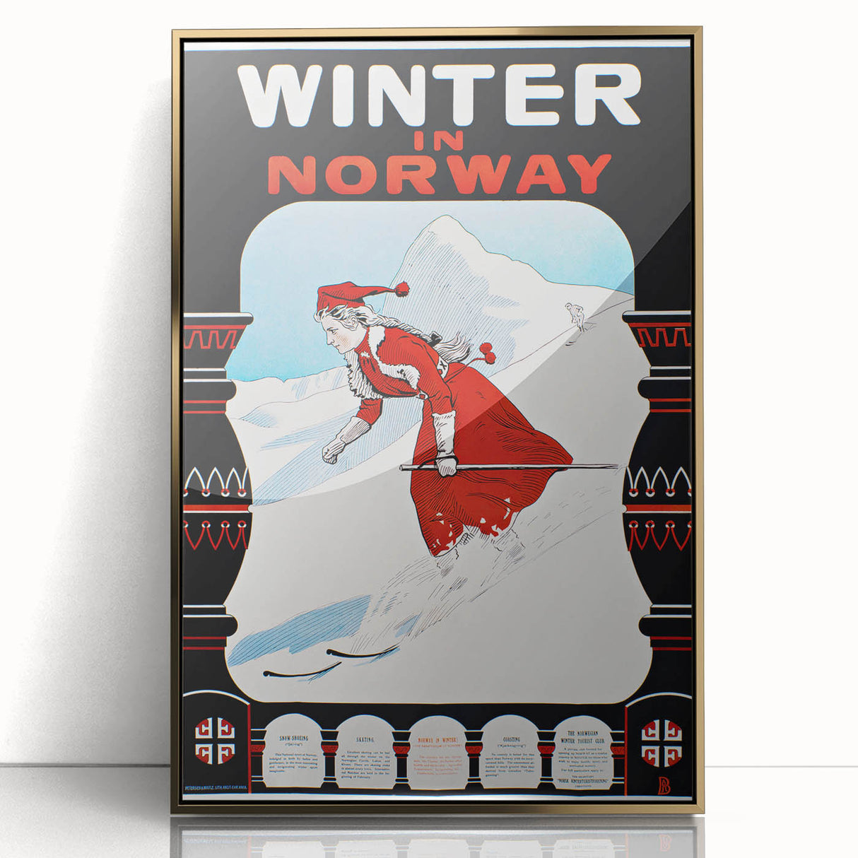 Winter in Norway Vintage Travel Poster - Retro Skiing Art