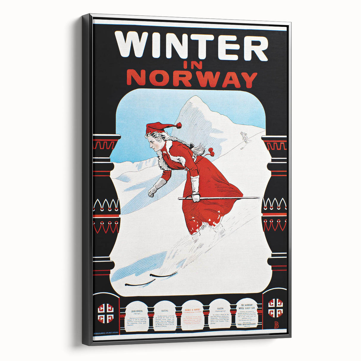 Winter in Norway Vintage Travel Poster - Retro Skiing Art
