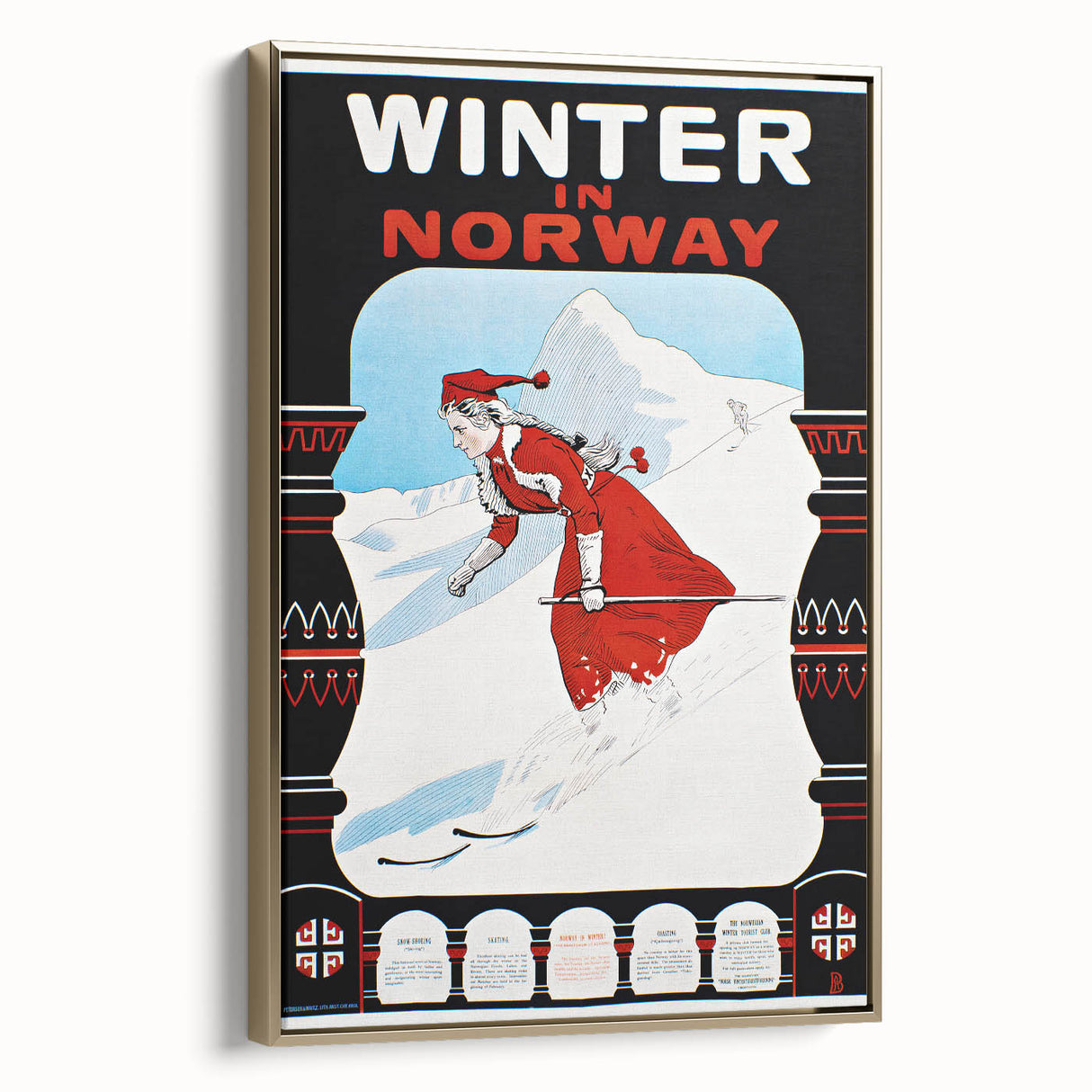 Winter in Norway Vintage Travel Poster - Retro Skiing Art