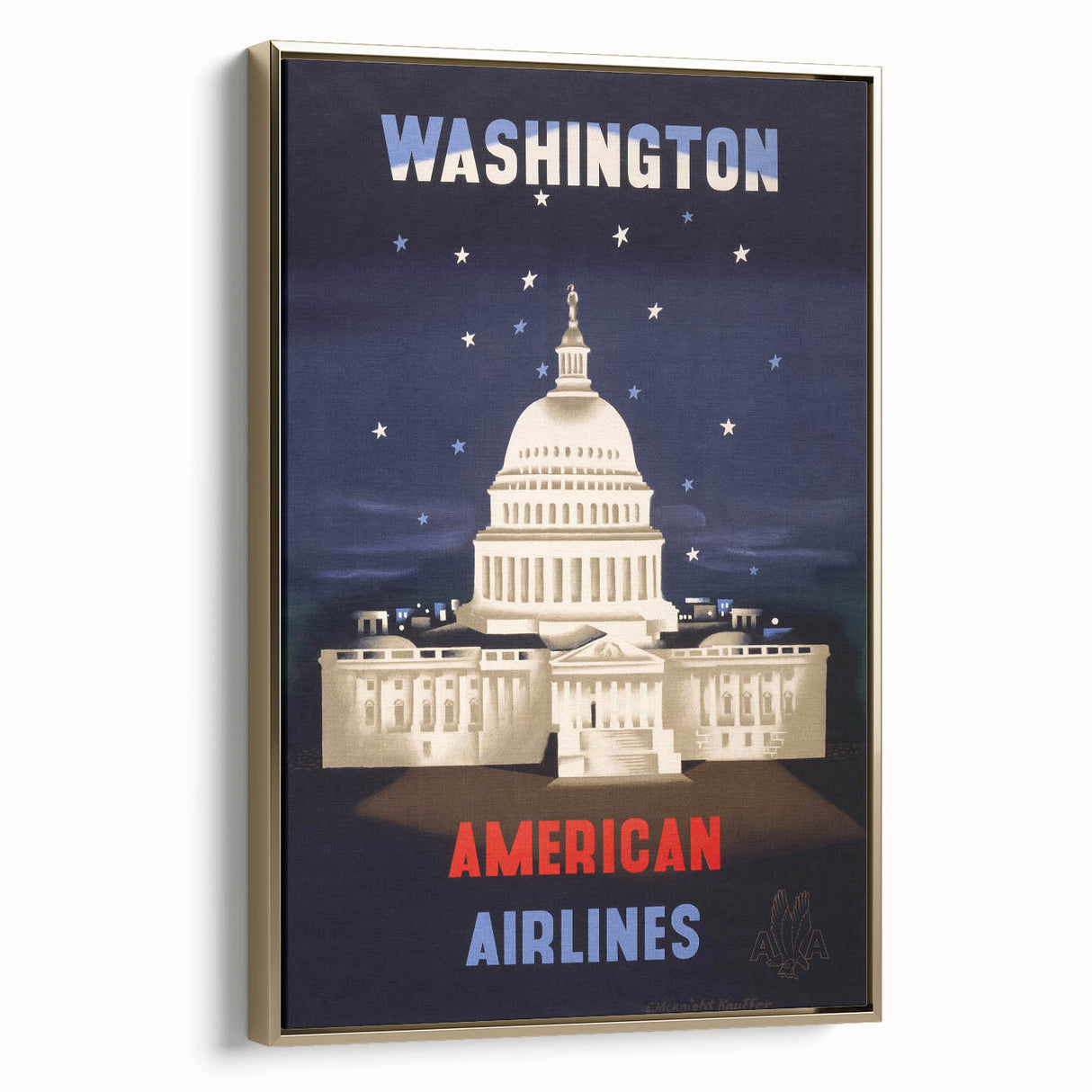 Washington Vintage Travel Poster - Retro American Airlines Art