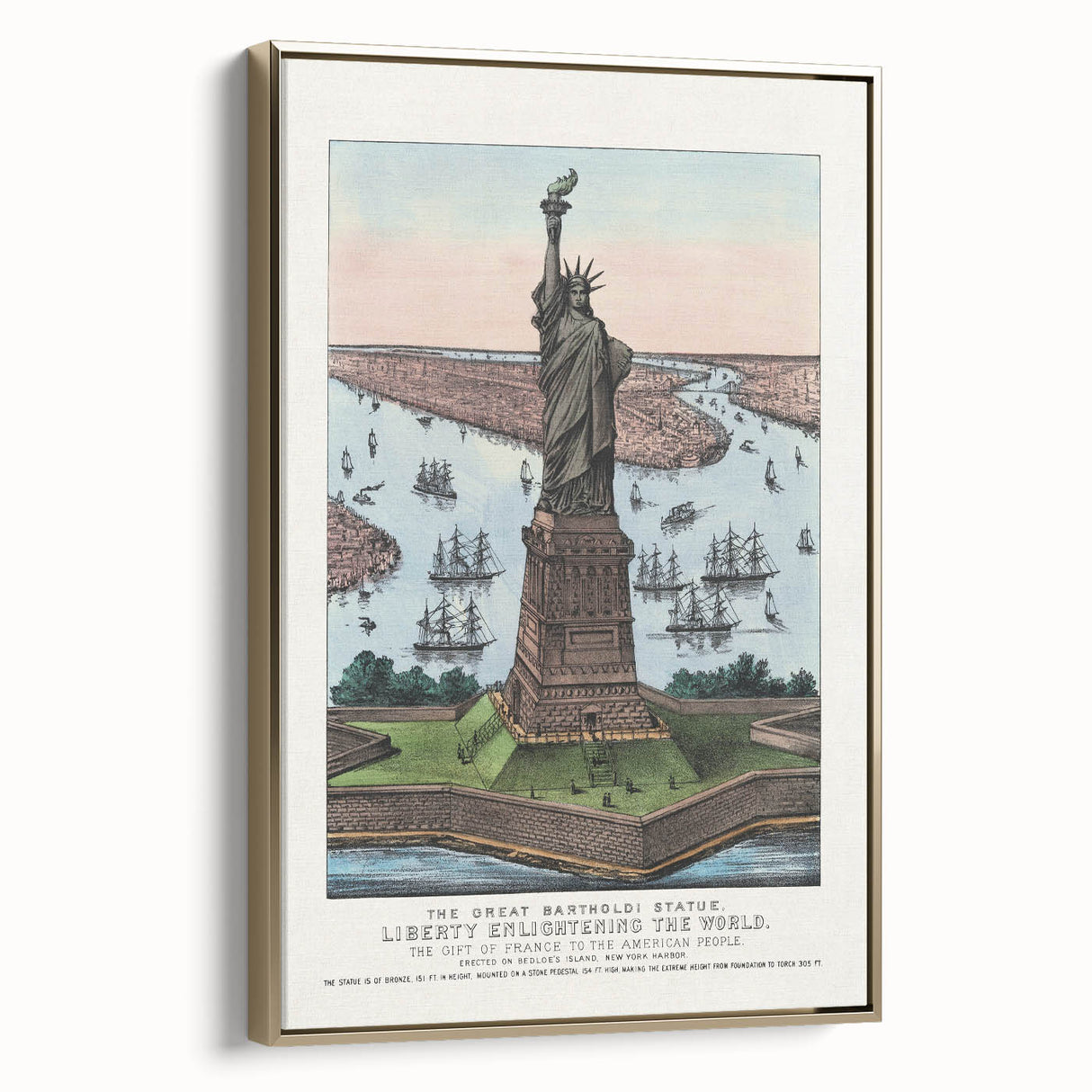 Statue of Liberty Vintage Travel Poster - Retro New York Landmark Art