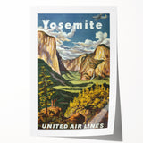 Yosemite Vintage Travel Poster - Retro United Airlines Art