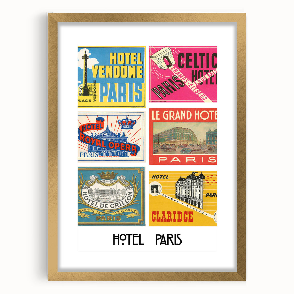 Vintage Travel Posters - Paris Hotel Collection Wall Art