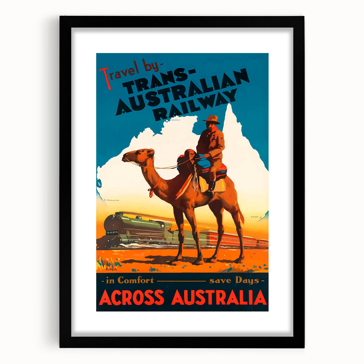 Vintage Travel Poster - Trans-Australian Railway Wall Art