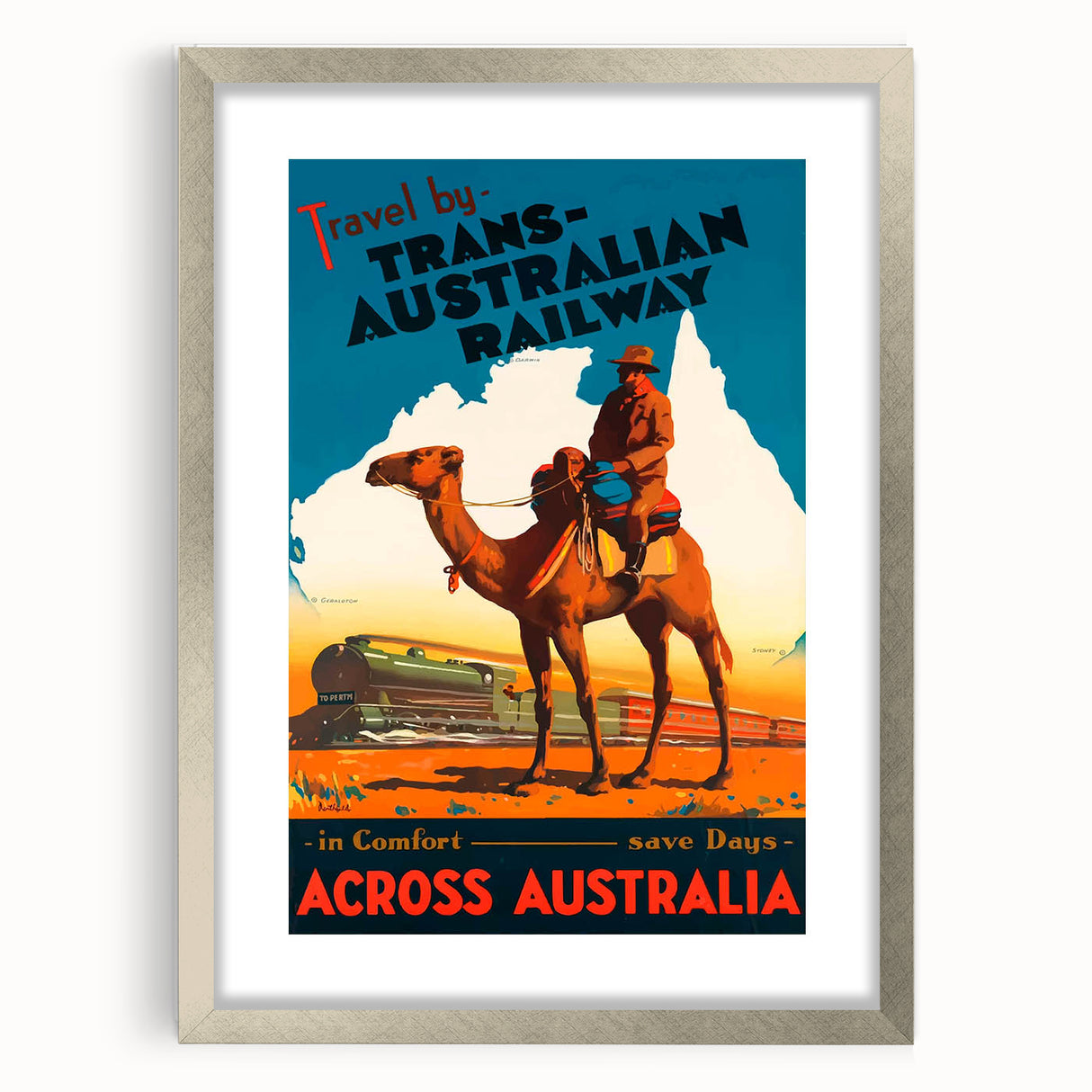 Vintage Travel Poster - Trans-Australian Railway Wall Art