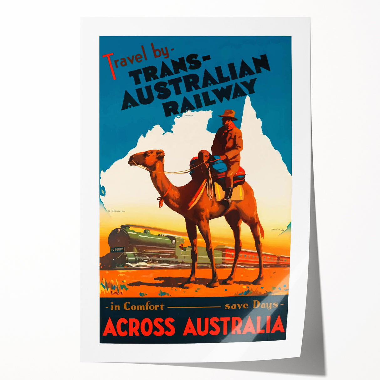 Vintage Travel Poster - Trans-Australian Railway Wall Art