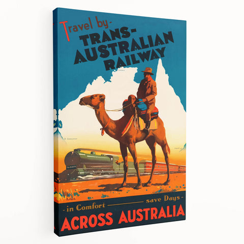 Vintage Travel Poster - Trans-Australian Railway Wall Art