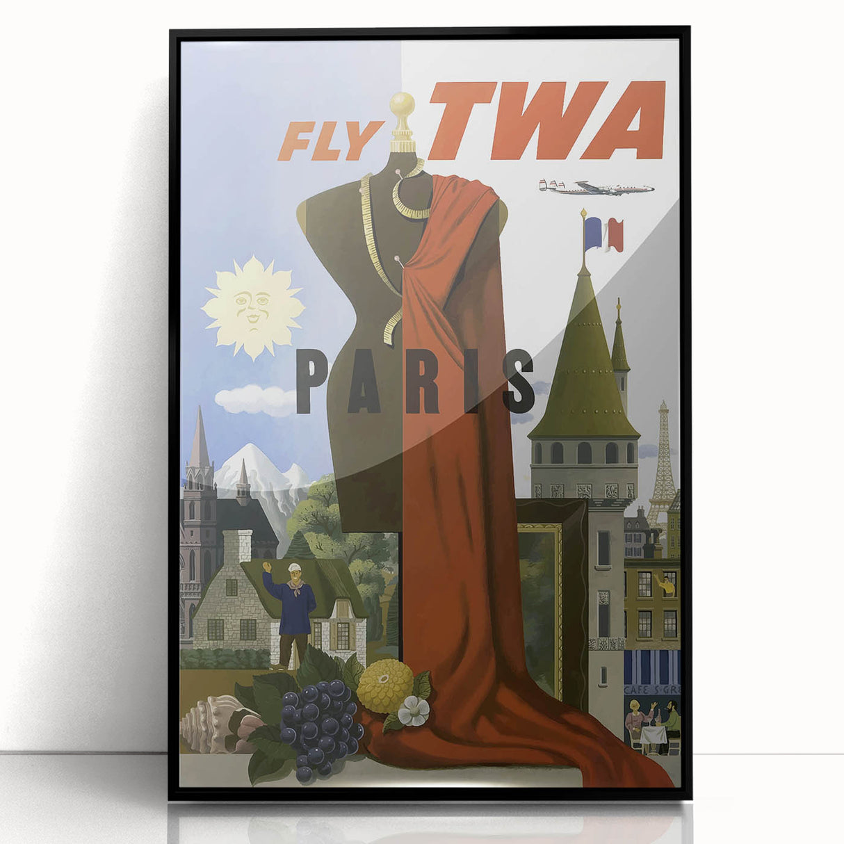 Vintage Travel Poster - TWA Paris Aviation Wall Art