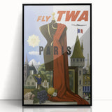 Vintage Travel Poster - TWA Paris Aviation Wall Art