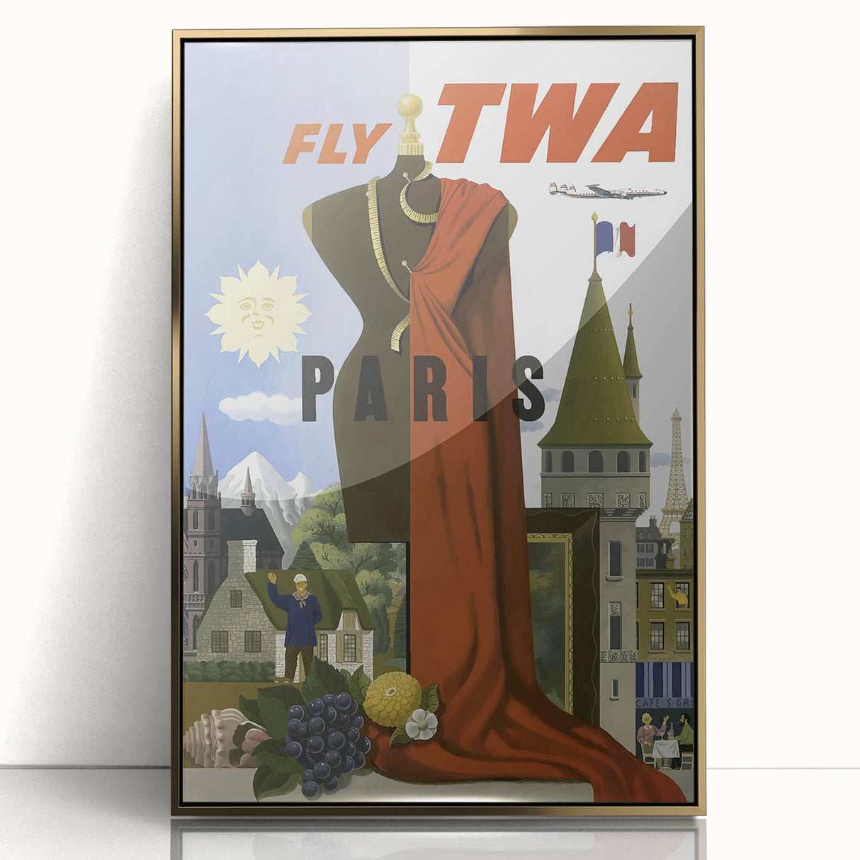 Vintage Travel Poster - TWA Paris Aviation Wall Art