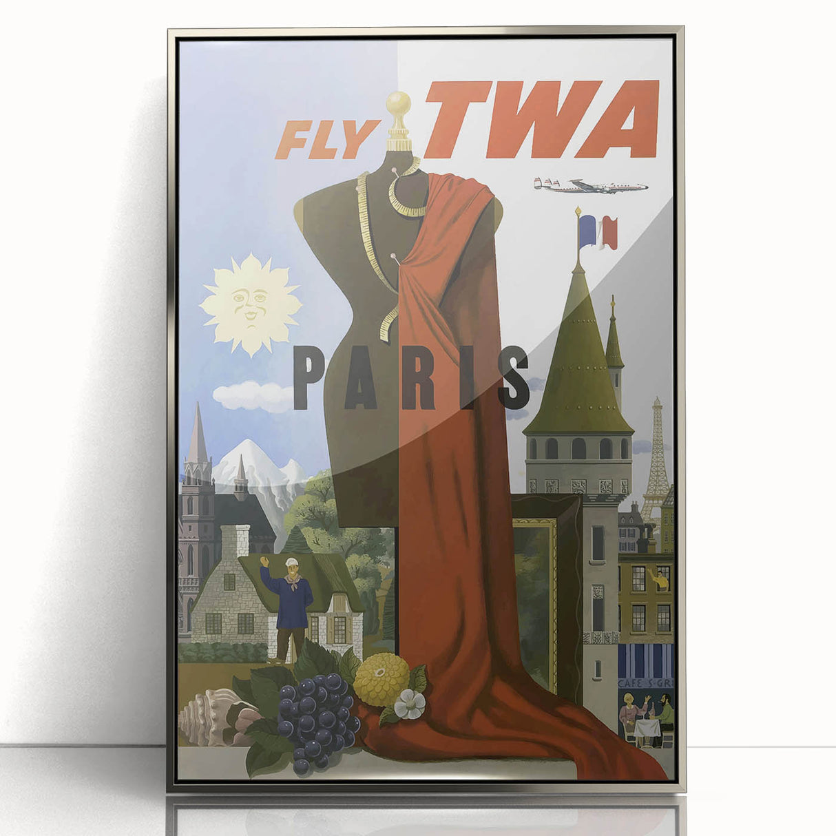 Vintage Travel Poster - TWA Paris Aviation Wall Art