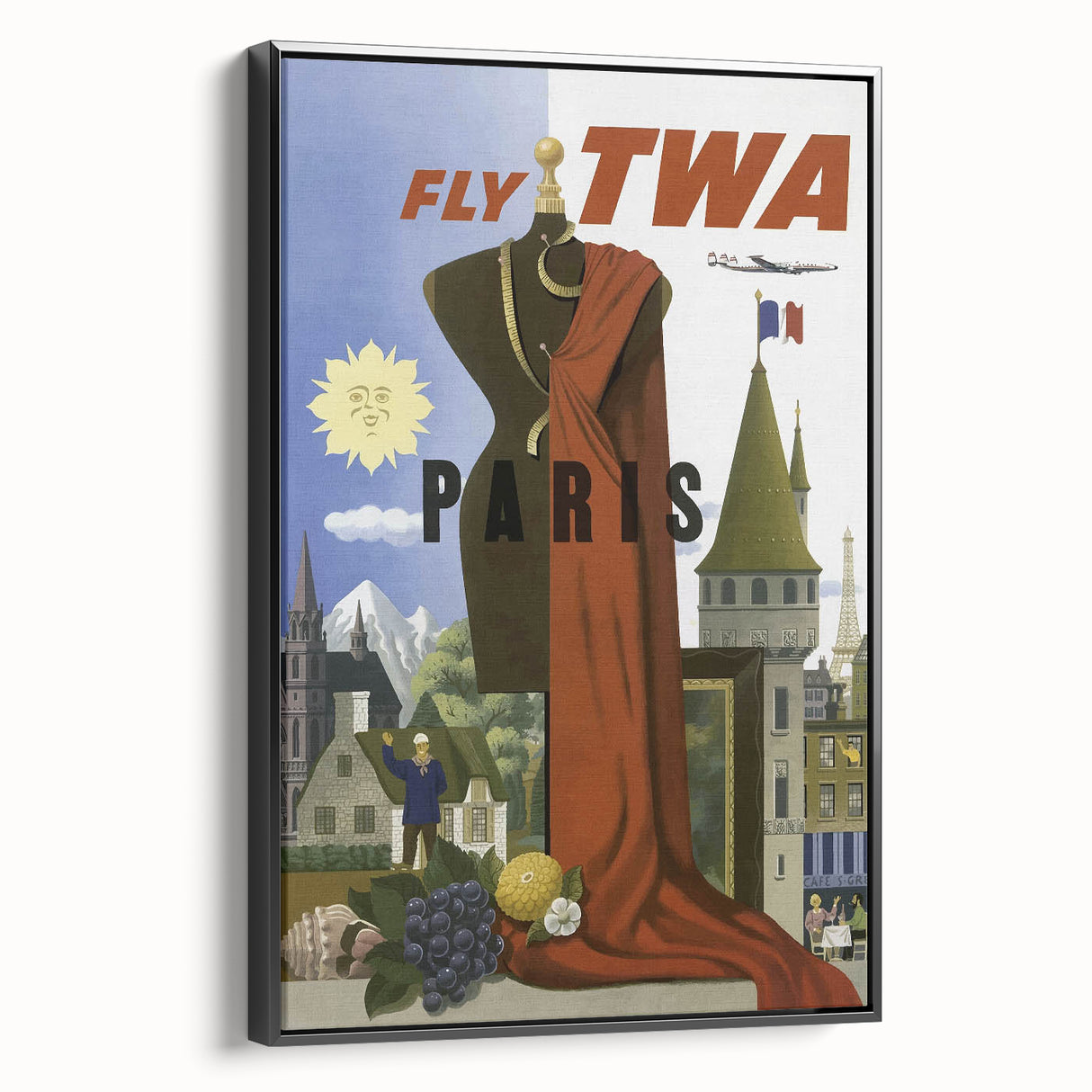 Vintage Travel Poster - TWA Paris Aviation Wall Art