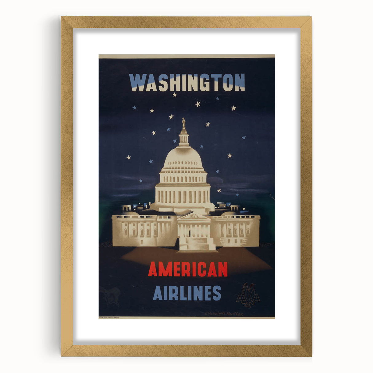 Vintage Travel Poster - Washington American Airlines Wall Art