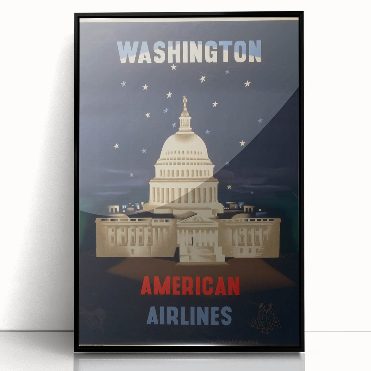 Vintage Travel Poster - Washington American Airlines Wall Art