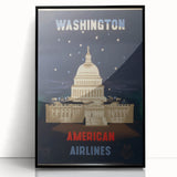 Vintage Travel Poster - Washington American Airlines Wall Art