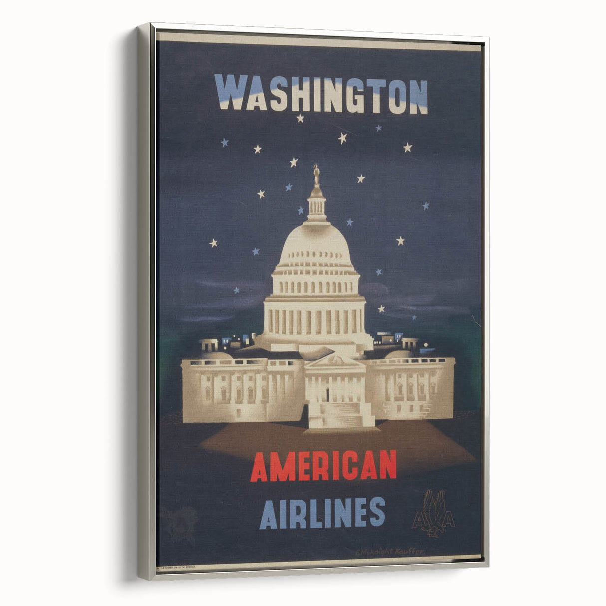 Vintage Travel Poster - Washington American Airlines Wall Art